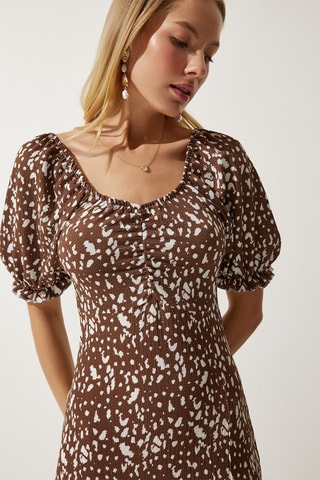 Vestido direito - Castanho e branco