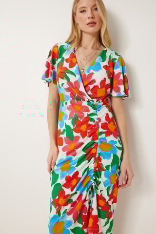 Vestido direito - Rosa e turquesa