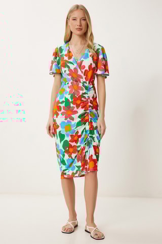 Vestido direito - Rosa e turquesa