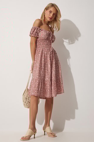 Vestido estilo patinadora - Vermelho-tijolo