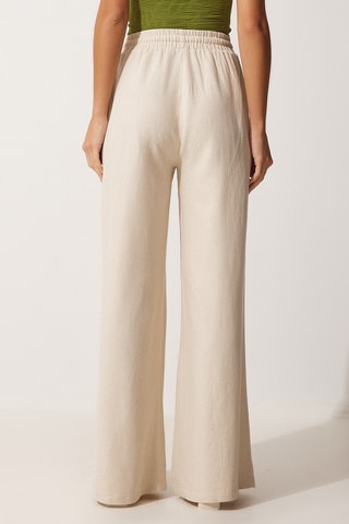 Calças palazzo cintura subida - Nude