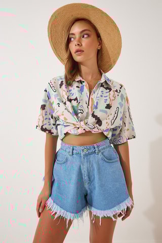 Calções de ganga - Azul