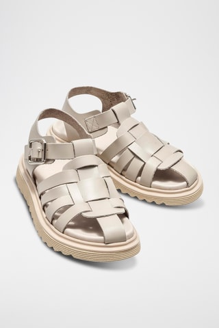 Sandálias em couro - Bege