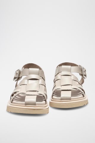 Sandálias em couro - Bege