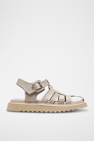 Sandálias em couro - Bege