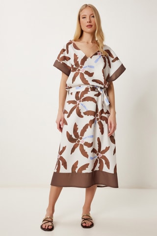 Vestido midi - Castanho-claro