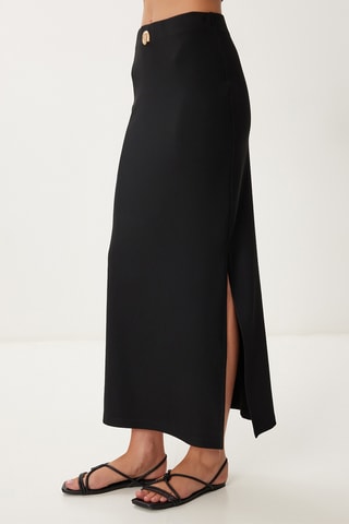 Crop top e saia comprida de cintura subida - Preto