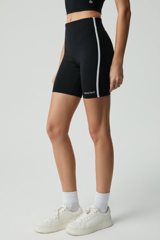 Calções ciclista cintura subida - Preto