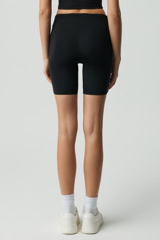 Calções ciclista cintura subida - Preto