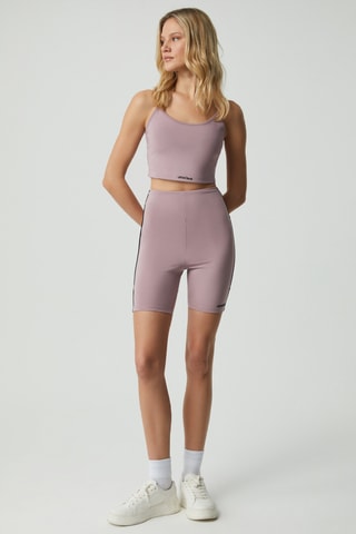 Calções ciclista cintura subida - Rosa-velho