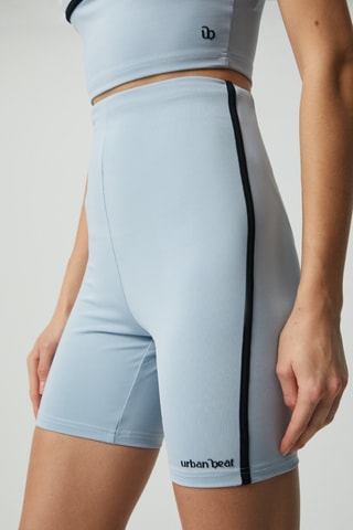 Calções ciclista cintura subida - Azul-celeste