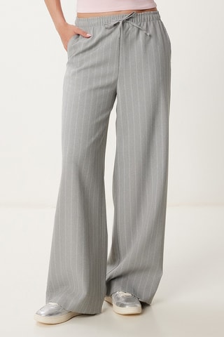 Calças wide legs - Cinzento-claro