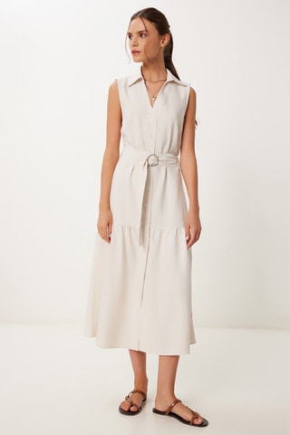 Vestido-camisa - Bege