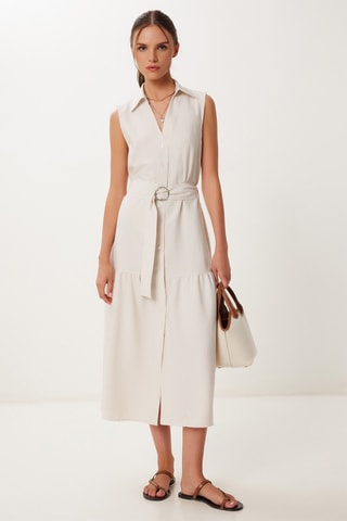 Vestido-camisa - Bege