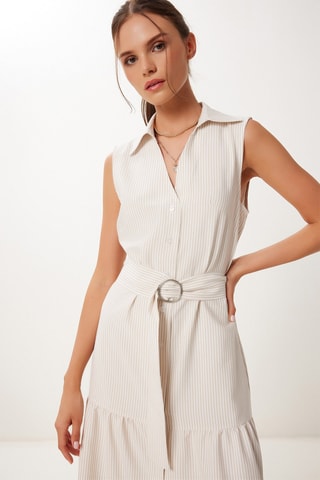 Vestido-camisa - Bege