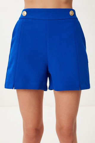 Calções de cintura subida - Azul-eléctrico