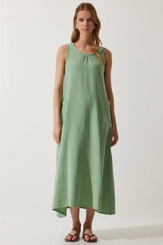Vestido midi - Verde-claro