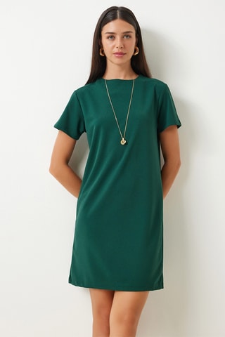 Vestido direito - Verde-esmeralda