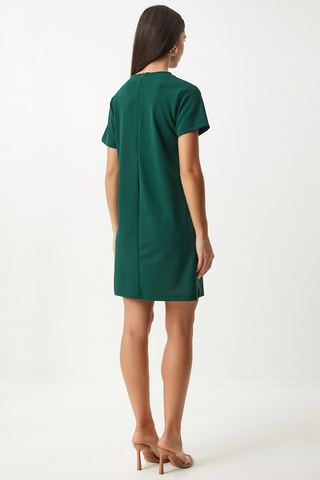 Vestido direito - Verde-esmeralda