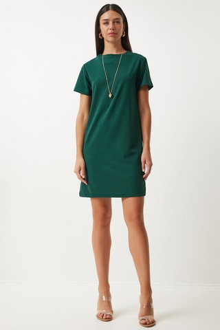 Vestido direito - Verde-esmeralda