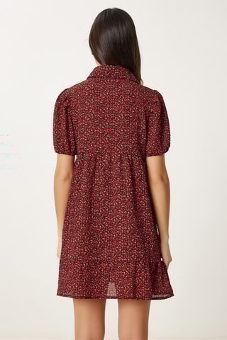 Vestido-camisa - Bordô