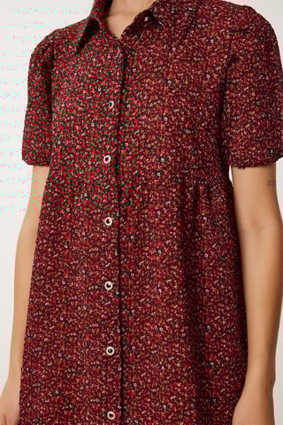 Vestido-camisa - Bordô