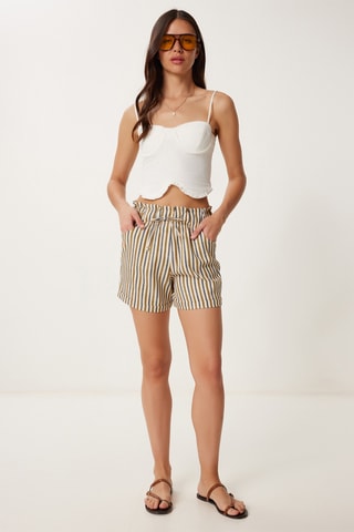 Calções de cintura subida - Mostarda