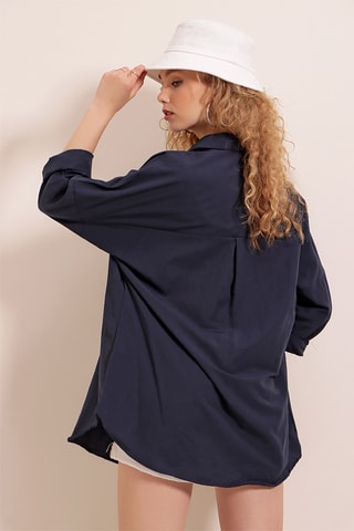 Camisa oversize - Azul-marinho