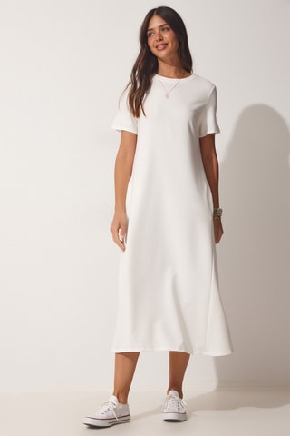 Vestido trapézio - Cru