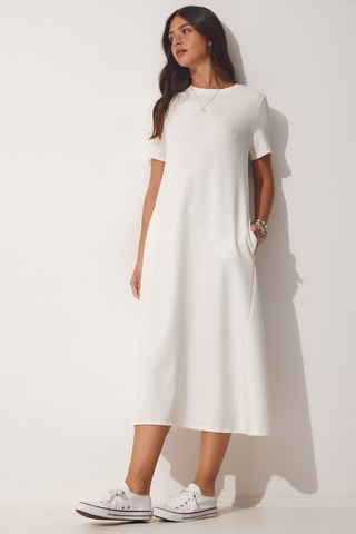 Vestido trapézio - Cru