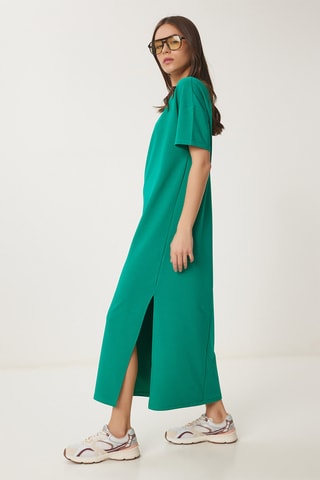 Vestido t-shirt - Verde-esmeralda