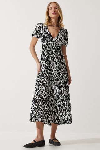 Vestido midi - Preto e branco