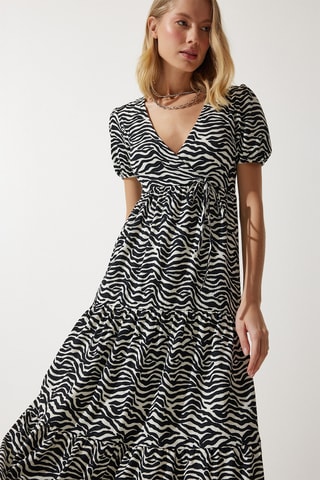 Vestido midi - Preto e branco