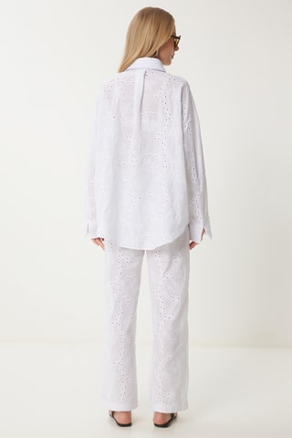 Camisa e calças em bordado inglês - Branco