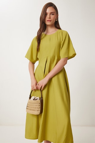 Vestido midi - Verde-azeitona