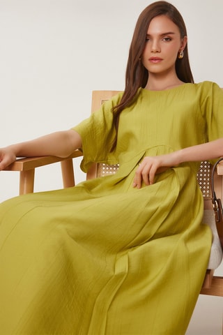 Vestido midi - Verde-azeitona