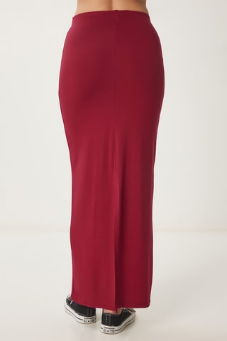 Saia comprida de cintura alta - Bordô