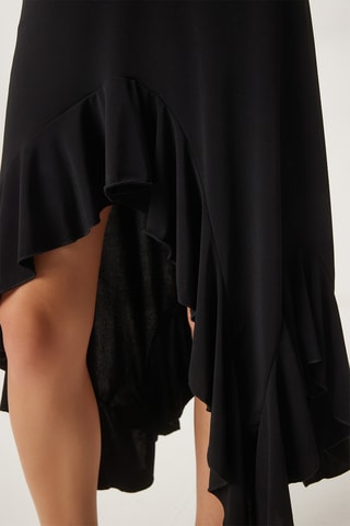 Saia assimétrico cintura subida - Preto