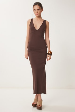 Vestido justo - Castanho-escuro