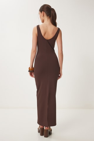 Vestido justo - Castanho-escuro