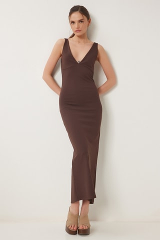 Vestido justo - Castanho-escuro