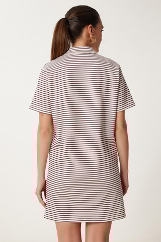 Vestido-polo - Cru e castanho-escuro