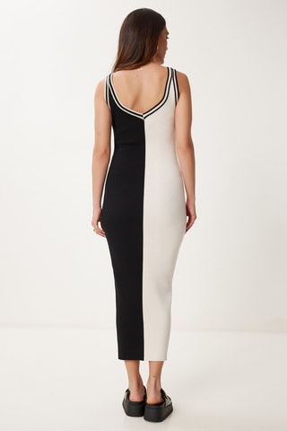 Vestido justo - Preto e cru