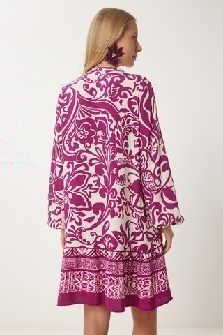 Vestido com folhos - Cru