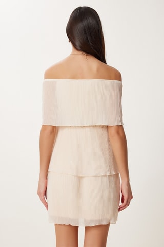 Vestido plissado - Nude