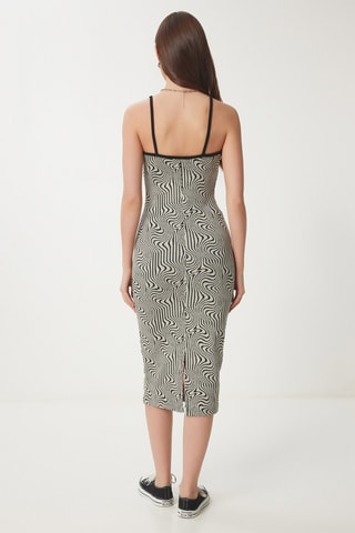 Vestido justo - Preto e cru