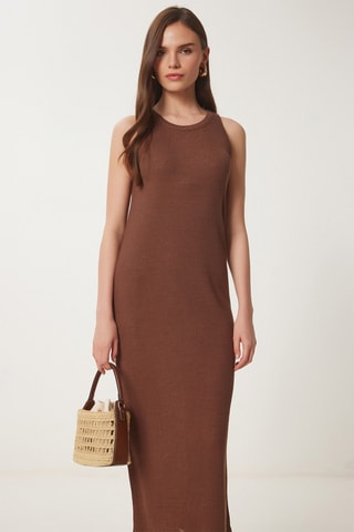 Vestido midi - Castanho