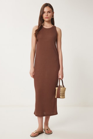 Vestido midi - Castanho