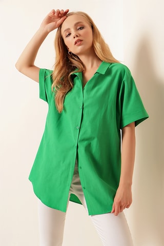 Camisa oversize - Verde-claro
