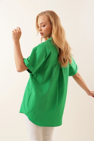 Camisa oversize - Verde-claro
